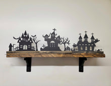 Load image into Gallery viewer, Halloween Village Scene - 12"w - Tea Light Holder