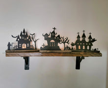 Load image into Gallery viewer, Halloween Village Scene - 12"w - Tea Light Holder