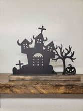 Load image into Gallery viewer, Halloween Village Scene - 12"w - Tea Light Holder