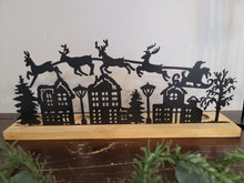 Load image into Gallery viewer, Christmas Village Scene Wood and Metal Tea Light Holder
