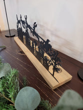 Load image into Gallery viewer, Christmas Village Scene Wood and Metal Tea Light Holder