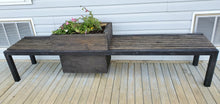 Load image into Gallery viewer, Metal and Wood Bench with Flower Pot