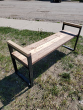 Load image into Gallery viewer, Metal and Wood Bench