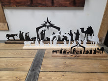 Load image into Gallery viewer, Nativity Scene Wood and Metal Tea Light Holder
