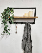 Load image into Gallery viewer, Metal Framed Floating Shelf with 5 Hooks