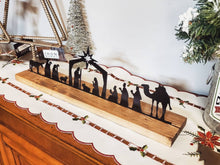Load image into Gallery viewer, Nativity Scene Wood and Metal Tea Light Holder