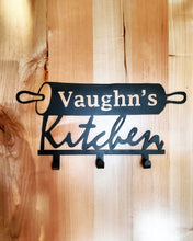 Load image into Gallery viewer, Custom Kitchen Metal Sign with 3 Hooks