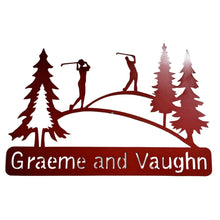 Load image into Gallery viewer, Golfing Couple Metal Sign - Custom Name