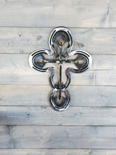 Load image into Gallery viewer, Horseshoe Cross - small premium with railway spike cross