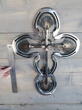 Load image into Gallery viewer, Horseshoe Cross - small premium with railway spike cross