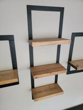 Load image into Gallery viewer, Metal Framed Triple Floating Shelves Set Bundle
