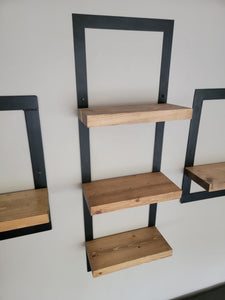 Metal Framed Triple Floating Shelves Set Bundle