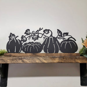 Pumpkin Scene With Wooden Holder - NO Tea Lights