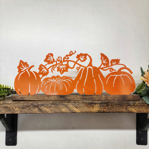Pumpkin Scene With Wooden Holder - NO Tea Lights