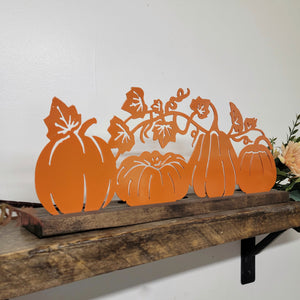 Pumpkin Scene With Wooden Holder - NO Tea Lights