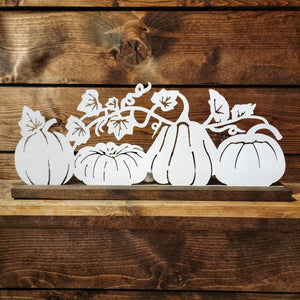 Pumpkin Scene With Wooden Holder - NO Tea Lights