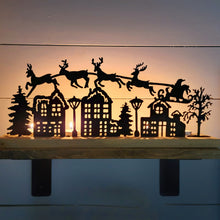 Load image into Gallery viewer, Christmas Village Scene Wood and Metal Tea Light Holder
