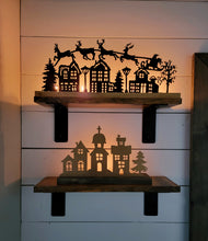 Load image into Gallery viewer, Christmas Village Scene Wood and Metal Tea Light Holder
