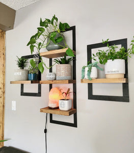 Metal Framed Triple Floating Shelves Set Bundle