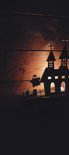 Load and play video in Gallery viewer, Halloween Village Scene - 12&quot;w - Tea Light Holder
