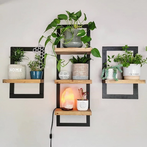 Metal Framed Triple Floating Shelves Set Bundle