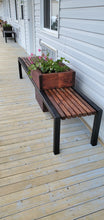 Load image into Gallery viewer, Metal and Wood Bench with Flower Pot
