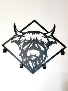 Metal Highland Steer with 4 Hooks