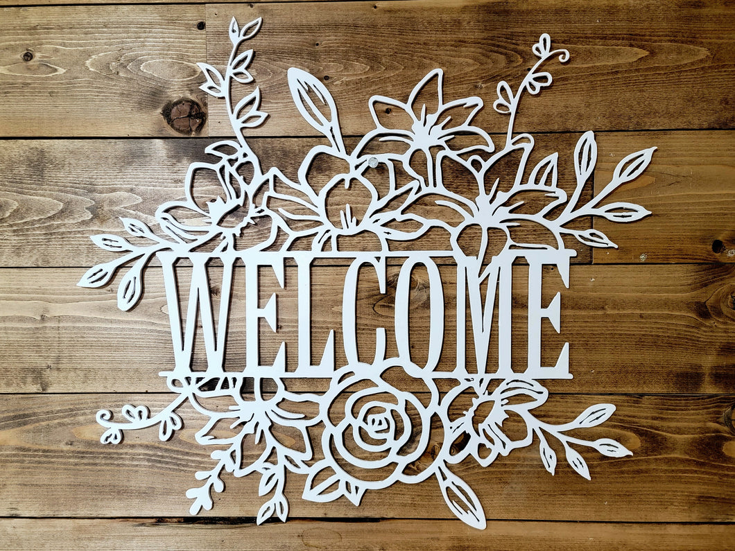 Welcome Sign - Cute Boho Flower Scene