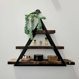 Metal Double Triangle Frame with 3 Shelves - Small