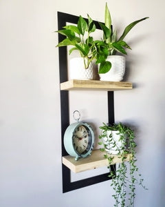 Metal Framed Double Floating Shelves