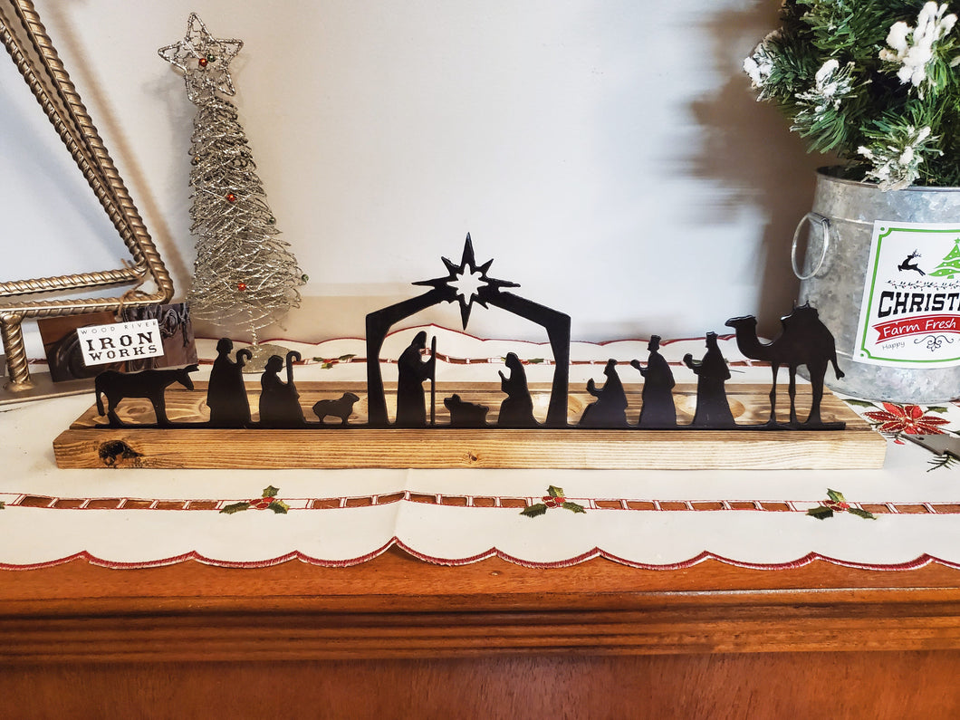 Nativity Scene With Wooden Holder - NO Tea Lights