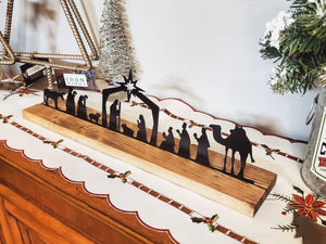 Nativity Scene With Wooden Holder - NO Tea Lights