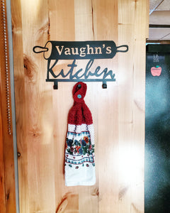 Custom Kitchen Metal Sign with 3 Hooks