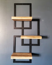 Load image into Gallery viewer, Metal Framed Triple Floating Shelves - Staggered Shelf
