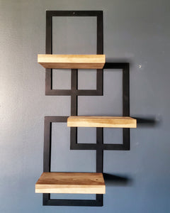Metal Framed Triple Floating Shelves - Staggered Shelf
