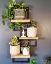 Load image into Gallery viewer, Metal Framed Triple Floating Shelves - Staggered Shelf
