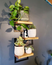 Load image into Gallery viewer, Metal Framed Triple Floating Shelves - Staggered Shelf
