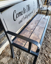 Load image into Gallery viewer, Metal Park Bench - Come To Me and I Will Give You Rest
