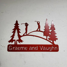 Load image into Gallery viewer, Golfing Couple Metal Sign - Custom Name
