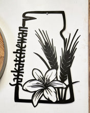 Load image into Gallery viewer, Saskatchewan Map with Tiger Lily and Wheat
