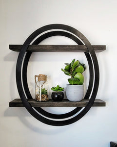 Metal Double Oval Frame with 2 Shelves