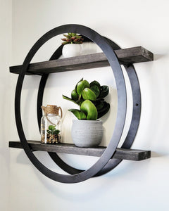 Metal Double Oval Frame with 2 Shelves