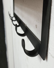 Load image into Gallery viewer, Metal Framed Floating Shelf with 5 Hooks
