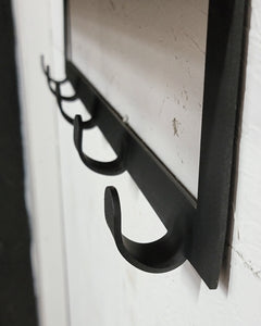 Metal Framed Floating Shelf with 5 Hooks