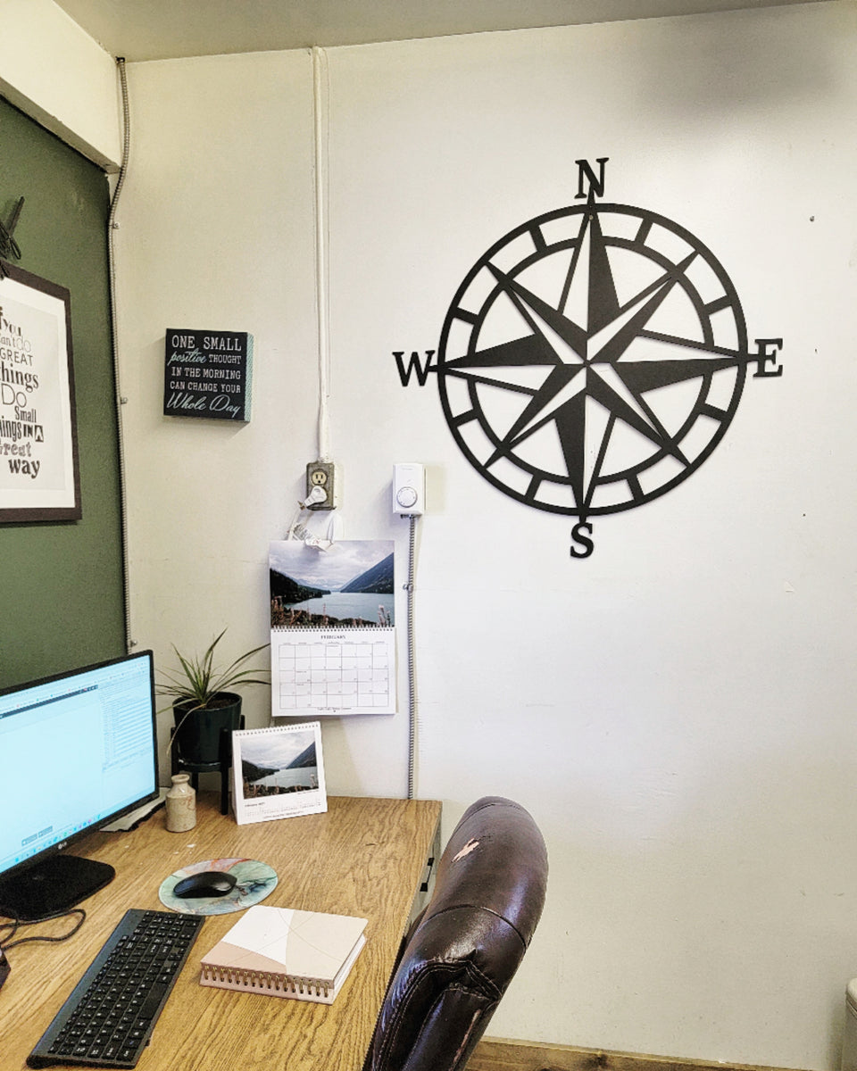 Modern Metal Compass Sign – Wood River Iron Works