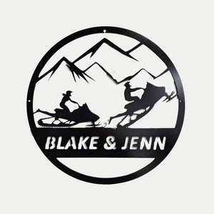 Snowmobile Partners Metal Sign - Custom Name