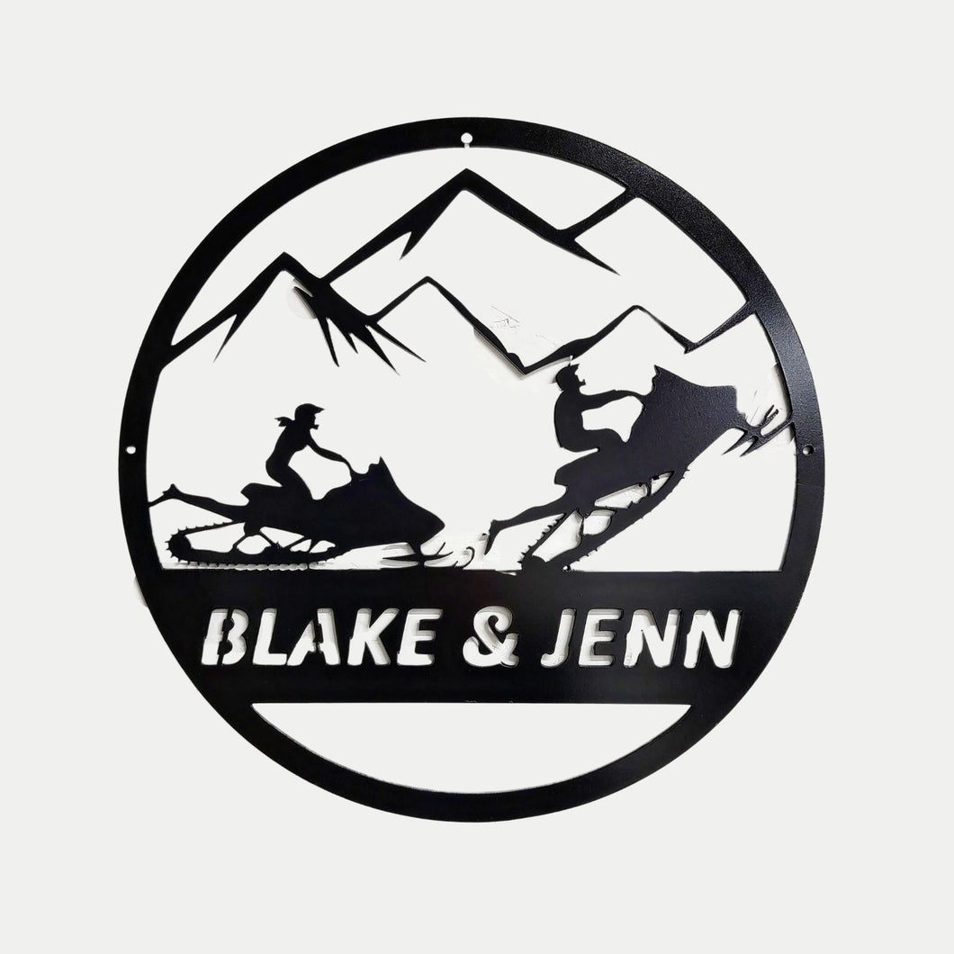 Snowmobile Partners Metal Sign - Custom Name