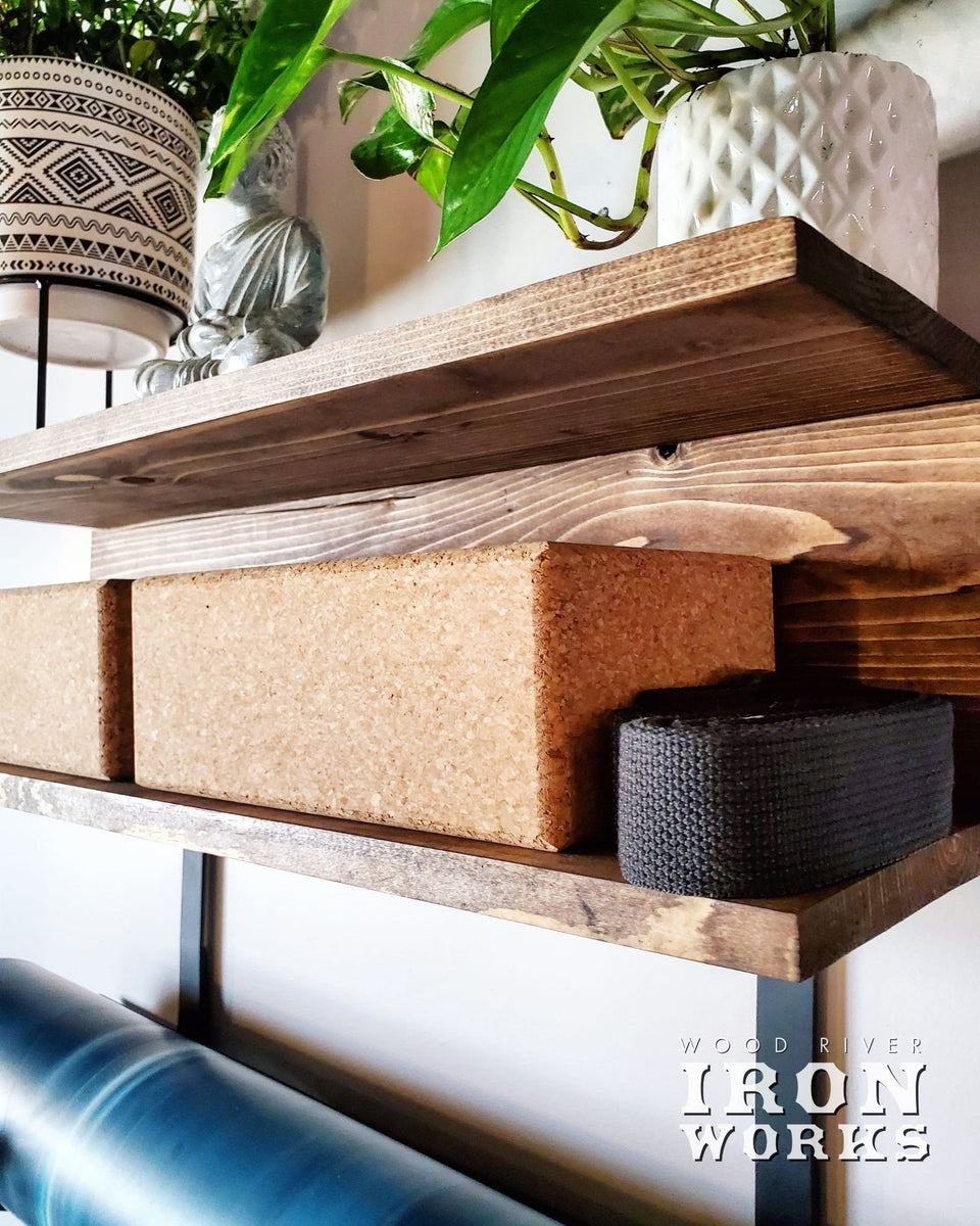 Mattyoga Rack Yoga Mat Rack 2 Shelves with 2 Mat Racks – Wood River Iron Works