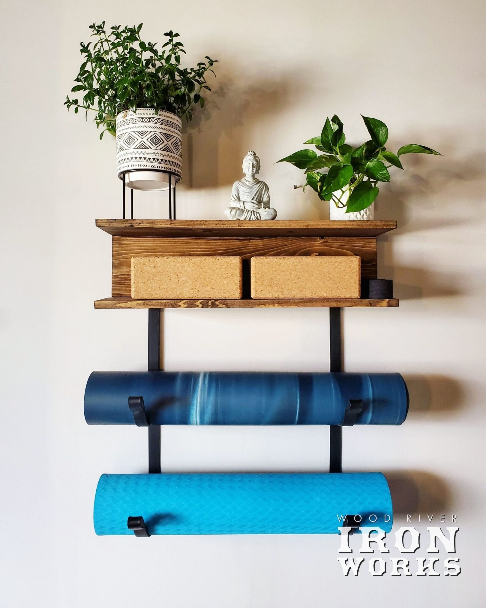 Yoga Mat Rack 2 Shelves with 2 Mat Racks