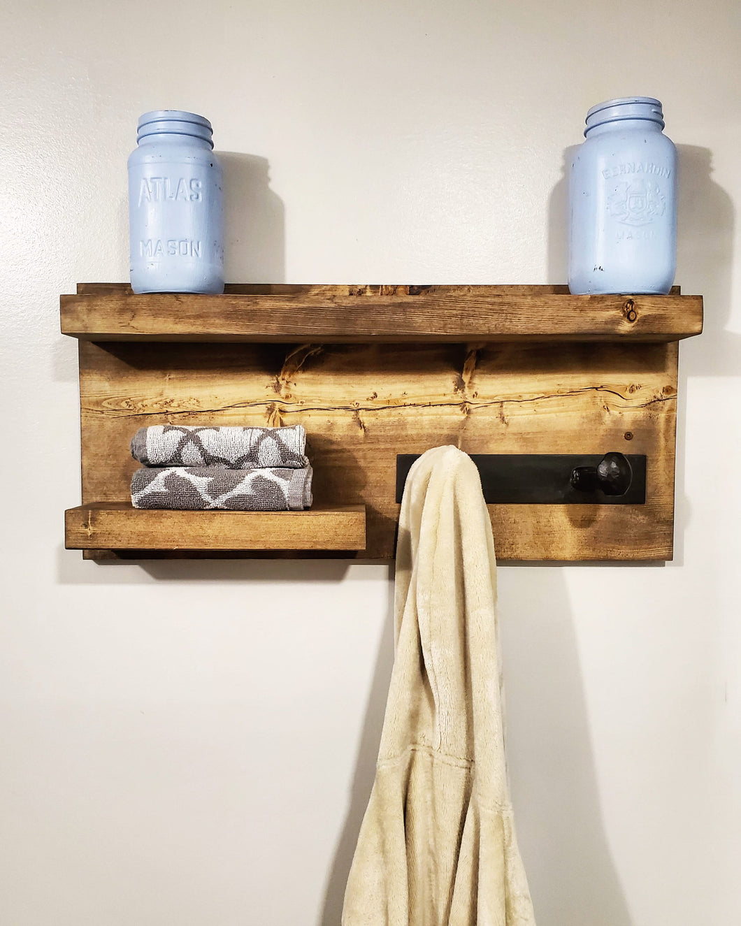 Rustic Bathroom Shelf and Hook